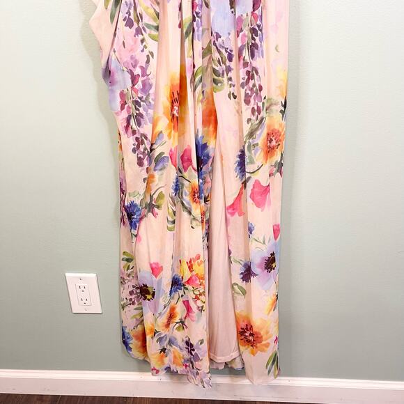 Adrianna Pappell Women's Floral Print Surplice V Neck Long Wrap Dress Size 6 NWT - Picture 9 of 10